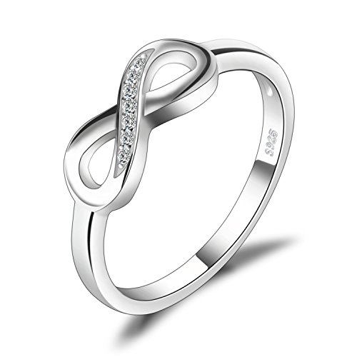 JewelryPalace Wickelring Infinity Verlobungsring Unendlichkeit Promise Eheringe Ring Silber 925 Damen, Zirkonia Silberringe Trauringe Damenring Hochzeitsringe Antragsring Ringe, Damen Schmuck 50 von JewelryPalace