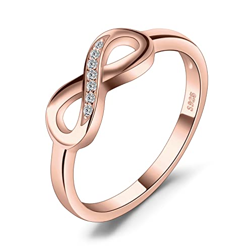 JewelryPalace Wickelring Infinity Verlobungsring Unendlichkeit Promise Eheringe Ring Silber 925 Damen, Zirkonia Silberringe Trauringe Hochzeitsringe Antragsring Ringe, Damen Schmuck Rosegold 54 von JewelryPalace