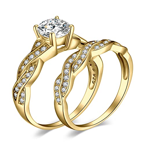 JewelryPalace Wickelring Unendlichkeit Verlobungsring Paar Eheringe Ring Silber 925 Damen, Zirkonia Trauringe Damenring Hochzeitsringe Antragsring Memoirering Ringe Set, Damen Schmuck Vergoldet 51 von JewelryPalace