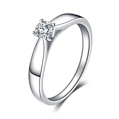 JewelryPalace Zirkonia Verlobungsring Eheringe Promise Verlobung Ring Silber 925 Damen, Solitärring Silberringe Trauringe Damenring Hochzeitsringe Antragsring Entouragering Ringe, Damen Schmuck 50 von JewelryPalace