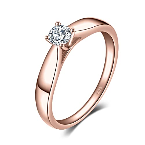 JewelryPalace Zirkonia Verlobungsring Eheringe Promise Verlobung Ring Silber 925 Damen, Solitärring Silberringe Trauringe Hochzeitsringe Antragsring Entouragering Ringe, Damen Schmuck Rosegold 51 von JewelryPalace