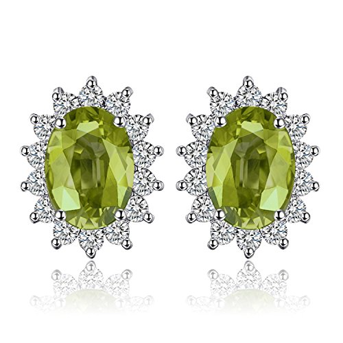 JewelryPalace Prinzessin Diana Kate Middleton 1.2ct Echt Peridot Ohrstecker Silber 925 Damen, Schmuck Set Grün, Ohrringe Silber Zirkonia Edelstein Mädchen, Ohrstecker Silber mit Stein Frauen Geschenk von JewelryPalace