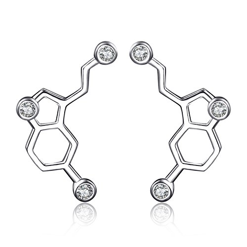 JewelryPalace Dopamine Serotonin Molecule 0.2ct Zirkonia Ohrstecker 925 Sterling Silber von JewelryPalace