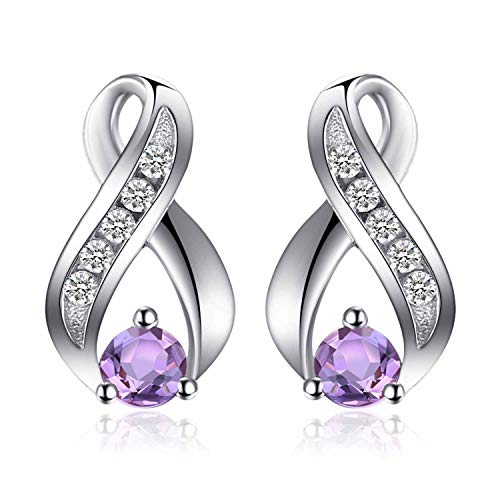 Jewelrypalace Infinity Echt Amethyst Ohrstecker Silber 925 Damen, Knoten Violett Schmuck Set, Ohrringe Silber Unendlichkeit Edelstein Mädchen, Ohrstecker Unendlich Silber mit Stein Frauen von JewelryPalace