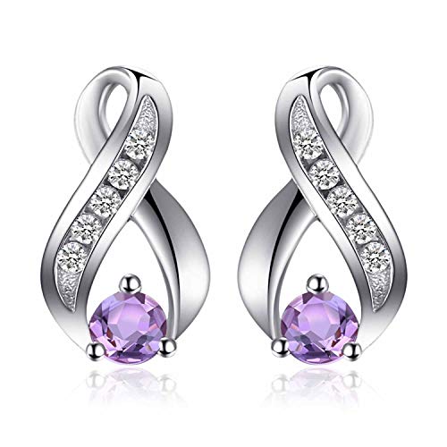 Jewelrypalace Infinity Echt Amethyst Ohrstecker Silber 925 Damen, Knoten Violett Schmuck Set, Ohrringe Silber Unendlichkeit Edelstein Mädchen, Ohrstecker Unendlich Silber mit Stein Frauen von JewelryPalace