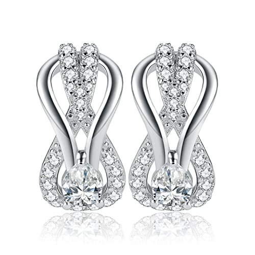 JewelryPalace Infinity Liebe Zwei Knoten 2.6ct Zirkonia Creolen Silber 925 Damen, Unendlichkeit Ohrringe Stein Schmuck Set Frauen, Ohrringe Edelstein Mädchen, Ohrstecker Geschenk für Freundin von JewelryPalace