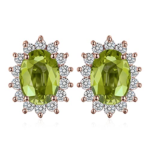 JewelryPalace Prinzessin Diana Kate Middleton 1.2ct Echt Peridot Ohrstecker Silber 925 Damen, Schmuck Set Grün, Ohrringe Silber Edelstein Mädchen, Ohrstecker Silber mit Stein Frauen Geschenk Rosegold von JewelryPalace