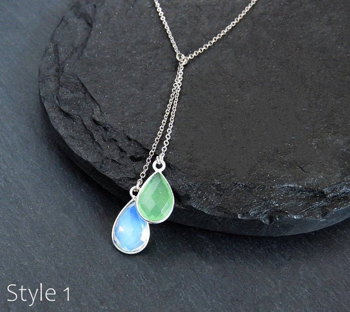 Baumeln Sie Stammbaum Halskette, Benutzerdefinierte Echte Edelstein Geburtsstein Wählen Ihren Eigenen Geburtstagsgeschenk von JewelrySavingLives