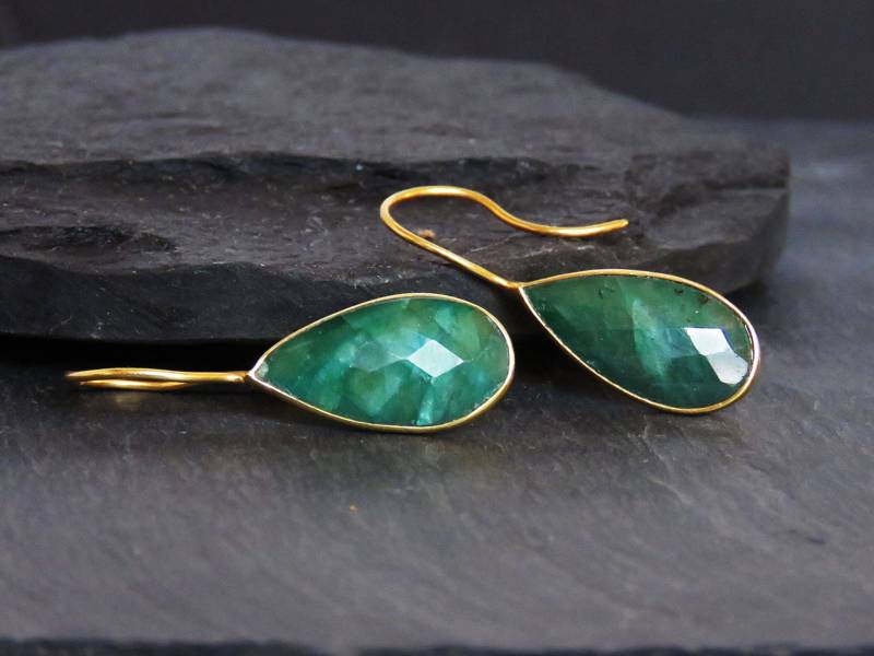 Smaragd Ohrringe, Große Tropfen Roh Grüne Baumeln Natürliche Ohrringe von JewelrySavingLives