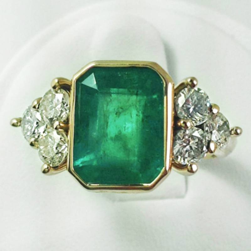 4Ct Smaragdschliff Labor Geschaffener Grüner Smaragdring, Solitär-Verlobungsring, 14K Gelbgold Überzogener Silberner Vergoldeter Ring von JewelryStoreNewGifts