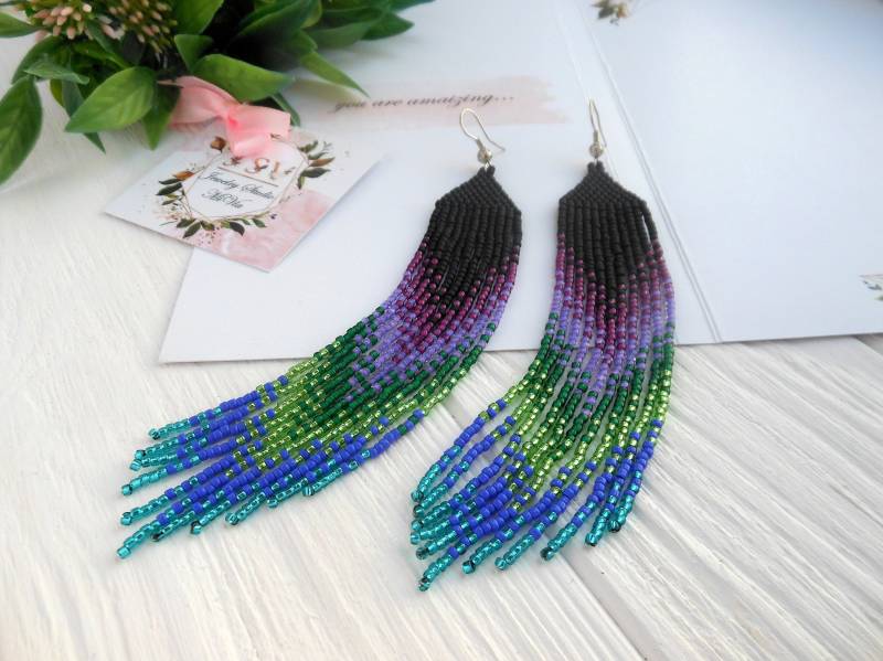 Mardi Gras Ohrringe, Weihnachtsgeschenk Für Sie, Perlen Schmuck Mardi Gras Ohrringe, Weihnachtsgeschenk Für Sie, Perlen Schmuck von JewelryStudioMiViA