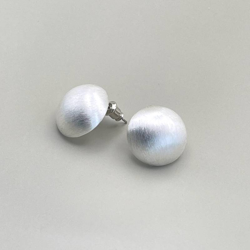 Vintage Schwere Gebürstete Runde Silberohrringe, Einfache Ohrringe, Vintage-Schmuck von JewelrySupplyMode