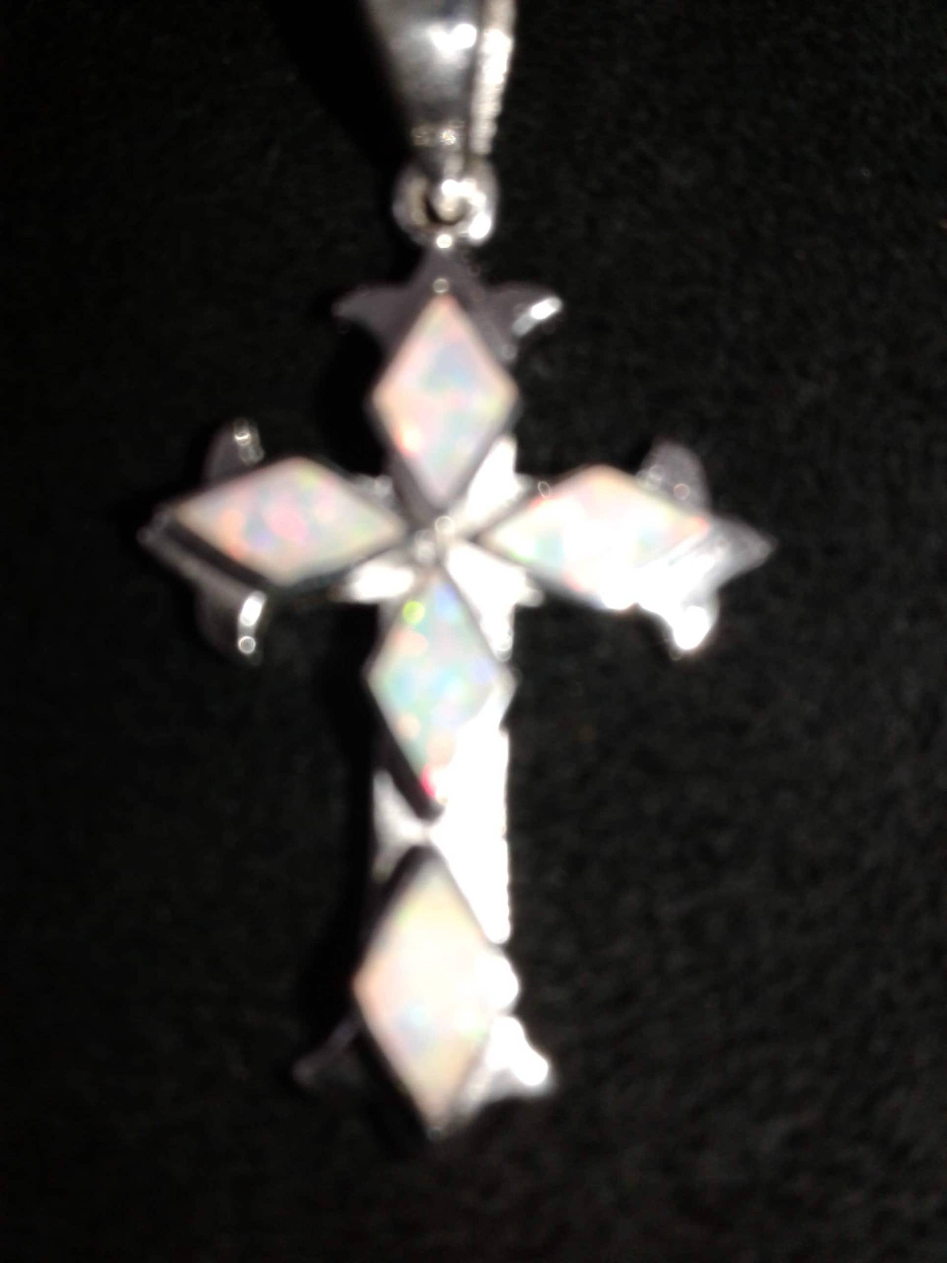 sterling Silber Kreuz Mit Erstellt Opal sterling Silber Kreuz Mit Erstellt Opal von JewelryTreeShop