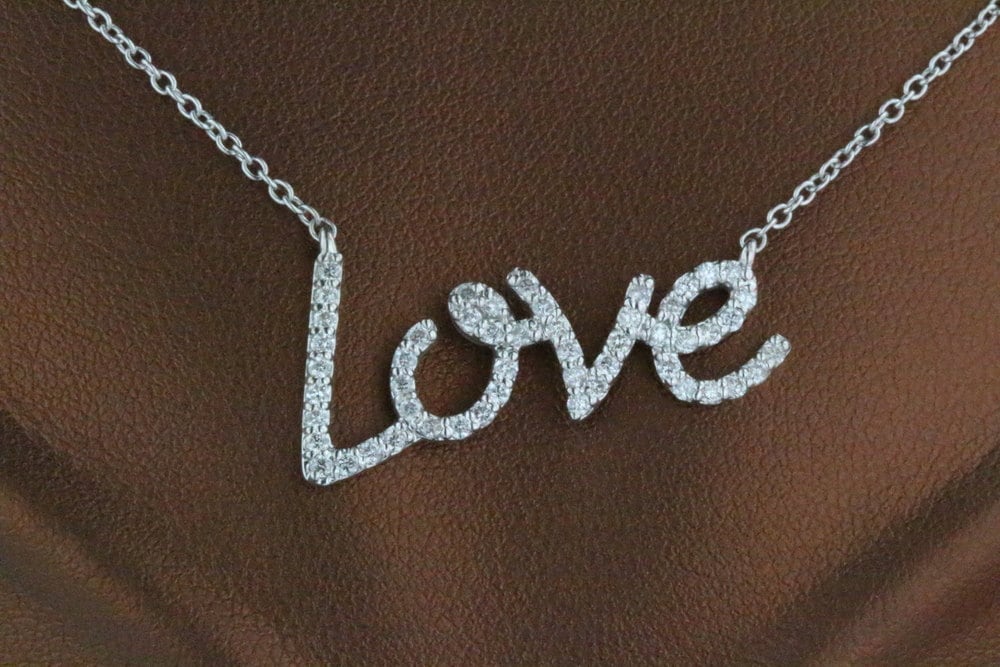 0, 53 Ct Diamant Schöne | (Liebe-Halskette Liebe Halskette Mit Kette von JewelryULoveByAby