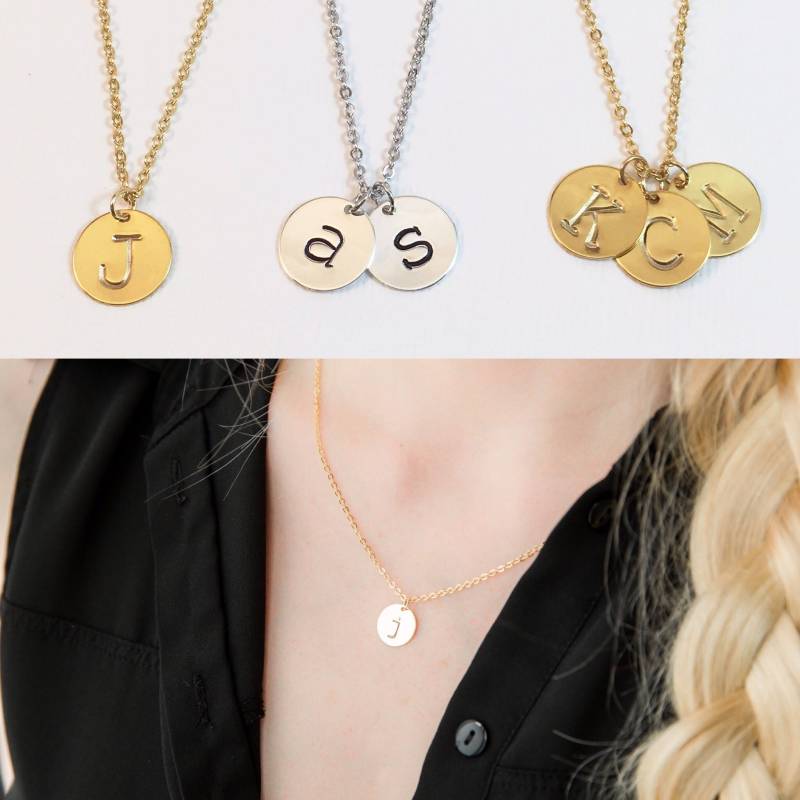 Scheibe Initial Halskette, Name Buchstaben Halskette Für Mama, Kinder Initialen 2 Initialen, 3 Mehrere Scheiben Geschenk von JewelryVV