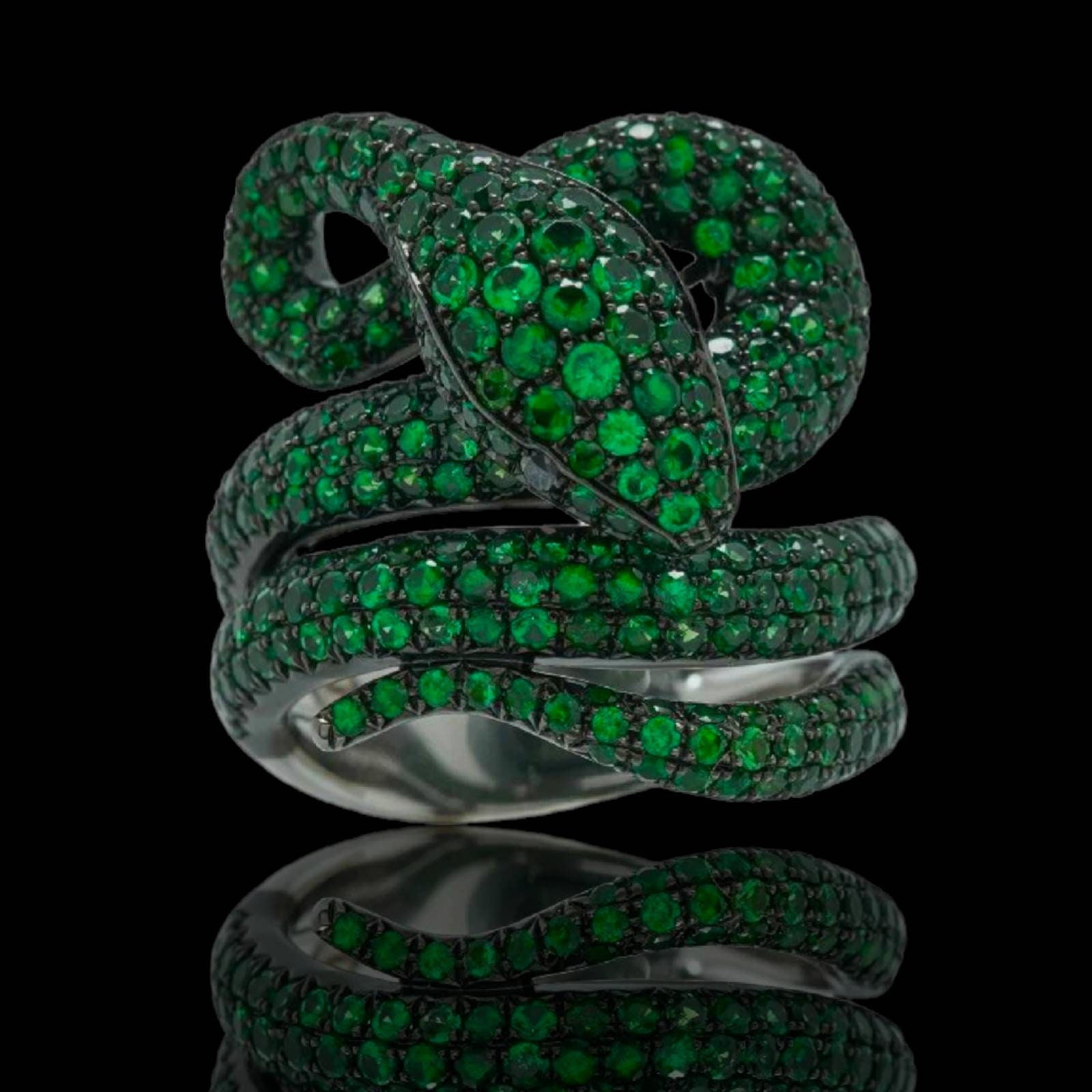Antik Viktorianisch 3.70 Ctw. Smaragd 925 Sterling Silber Schlangen Ring/Sarpet Ringer Damen von JewelryVictorianArt