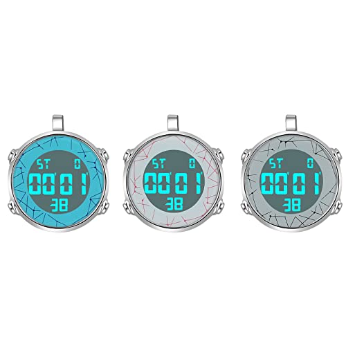 JewelryWe 3pcs Taschenuhr Herren Damen Digital Quarz Uhr 30m Wasserdicht Datum Woche Kalender Alarm Sportuhr mit Leder Halskette Kette Kettenuhr Geschenk von JewelryWe