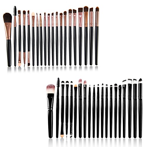 JewelryWe 40 Stück Make-up Pinsel Set zum professionellen Auftragen von Lidschatten Eyeliner Foundation Rouge Lippenkosmetik Bürsten für Puder und Flüssiger Cremiger Kosmetik für Berufsverfassungs oder Ausgangsgebrauch Braun Schwarz / Schwarz von JewelryWe