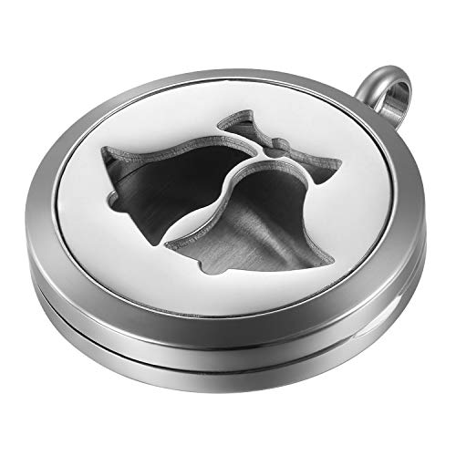 JewelryWe Aromatherapie Halskette Damen Glocken: Edelstahl Hohle Weihnachtsglocken Aroma Ätherische Öle Diffusor öffenbar Floating Medaillon Locket Anhänger mit 6 Bunt Filzkreisen 45cm Kette Silber von JewelryWe