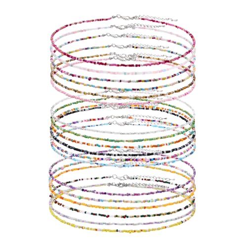 JewelryWe Boho Choker Halskette mit Perlen: 18 Stück Bunt Regenbogen Perlenkette Verstellbare Choker Kette Sommer Strand Halsschmuck Bohemian Hawaii Stil Schmuck Y2K Geschenk für Frau Teenager Mädchen JewelryWe Boho Choker Halskette mit Perlen: 18 Stück Bunt Regenbogen Perlenkette Verstellbare Choker Kette Sommer Strand Halsschmuck Bohemian Hawaii Stil Schmuck Y2K Geschenk für Frau Teenager Mädchen von JewelryWe