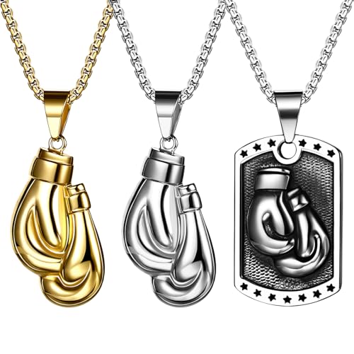 JewelryWe Boxhandschuh Boxen Halskette Herren: 3 Stück Edelstahl Boxhandschuhe Handschuhe Erkennungsmarke Dog Tag Anhänger Kette Punk Gothic Schmuck Geschenke für Boxer Männer JewelryWe Boxhandschuh Boxen Halskette Herren: 3 Stück Edelstahl Boxhandschuhe Handschuhe Erkennungsmarke Dog Tag Anhänger Kette Punk Gothic Schmuck Geschenke für Boxer Männer von JewelryWe
