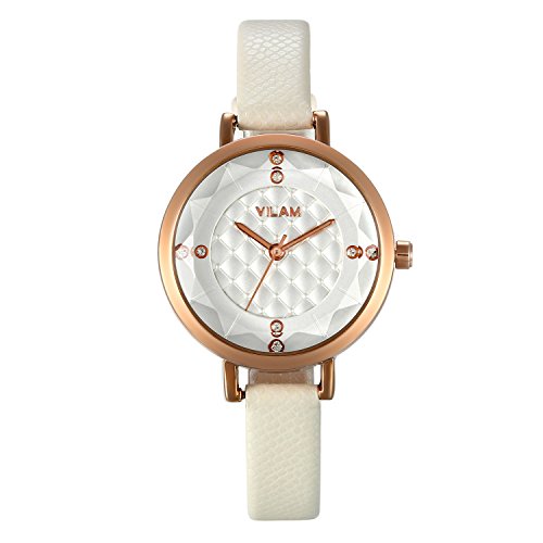 JewelryWe Damen Armbanduhr, 30M Wasserdicht Elegant Einzigartig Analog Quarz Uhr mit Strass Kariert Zifferblatt und Leder Armband, Farbe: Weiß JewelryWe Damen Armbanduhr, 30M Wasserdicht Elegant Einzigartig Analog Quarz Uhr mit Strass Kariert Zifferblatt und Leder Armband, Farbe: Weiß von JewelryWe