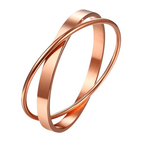 JewelryWe Damen Armreif Unendlichkeitszeichen Armband: Rosegold Edelstahl Infinity Unendlichkeit Zeichen Kreuz Kreis Armspange Manschettenarmband Geschenk für Frau Freundin Mutter von JewelryWe