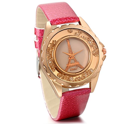 JewelryWe Uhren Damen Leder Eiffelturm: Elegant Charme Analog Quarz Armbanduhr Frauen Mädchen Casual Uhr mit Rot Leder Armband & Beweglich Strasssteine Eiffelturm Zifferblatt JewelryWe Uhren Damen Leder Eiffelturm: Elegant Charme Analog Quarz Armbanduhr Frauen Mädchen Casual Uhr mit Rot Leder Armband & Beweglich Strasssteine Eiffelturm Zifferblatt von JewelryWe