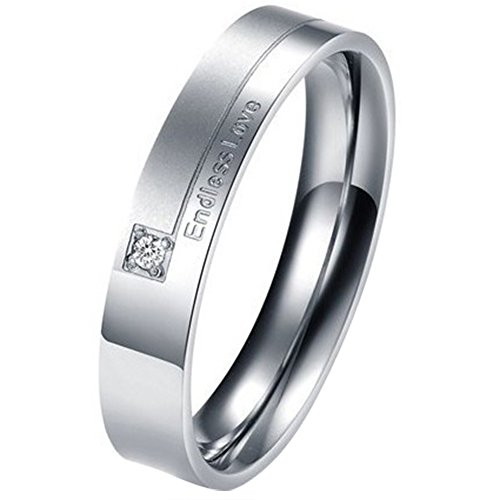 JewelryWe Damenring Silber Edelstahl Ring: 4mm Breit Damen Fingerring mit Endless Love Gravur und Strass Ehering Trauring Hochzeit Verlobung Ring Bequemlichkeit Passen Band für Frauen Größe 62 JewelryWe Damenring Silber Edelstahl Ring: 4mm Breit Damen Fingerring mit Endless Love Gravur und Strass Ehering Trauring Hochzeit Verlobung Ring Bequemlichkeit Passen Band für Frauen Größe 62 von JewelryWe