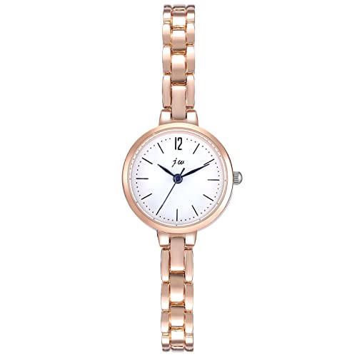 JewelryWe Damenuhr Elegant Analog Quarz Armbanduhr Damen Klein Einfach Business Casual Uhr mit Metall-Armband Rosegold von JewelryWe