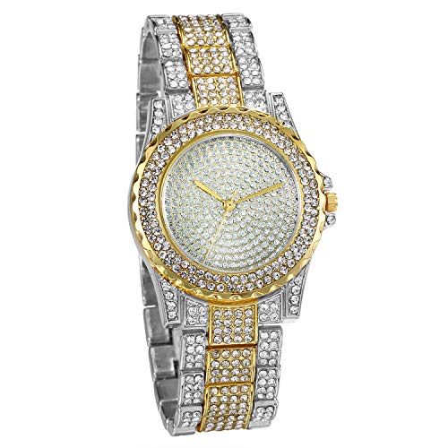 JewelryWe Damenuhr Elegant Damen Armbanduhr mit Strass Glitzer Dial Metallarmband Analog Quarz Uhr für Frauen Mädchen Silber von JewelryWe