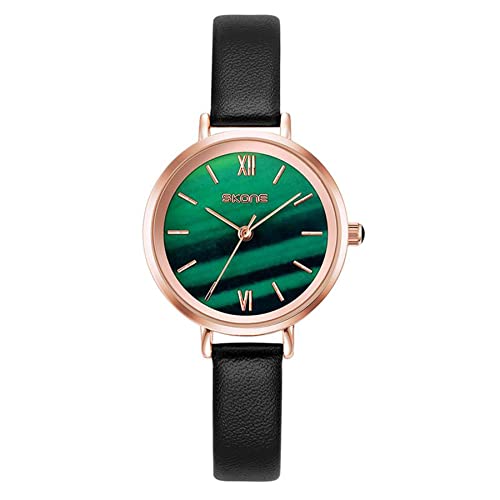JewelryWe Damenuhr Quarz Analog Armbanduhr Grün Runde Zifferblatt Uhr mit Schwarz Schmal Leder Armband für Frauen Mädchen Muttertagsgeschenk JewelryWe Damenuhr Quarz Analog Armbanduhr Grün Runde Zifferblatt Uhr mit Schwarz Schmal Leder Armband für Frauen Mädchen Muttertagsgeschenk von JewelryWe
