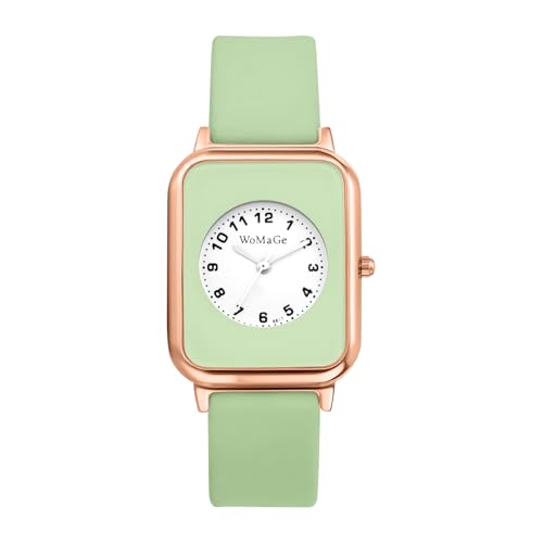 JewelryWe Damenuhr Rechteckige Uhr mit Silikonarmband: Elegant Analog Quarz Armbanduhr Damen Grün Silikon Armband Leicht Dünne Sportuhr mit Rundem Arabischen Ziffern Zifferblatt JewelryWe Damenuhr Rechteckige Uhr mit Silikonarmband: Elegant Analog Quarz Armbanduhr Damen Grün Silikon Armband Leicht Dünne Sportuhr mit Rundem Arabischen Ziffern Zifferblatt von JewelryWe