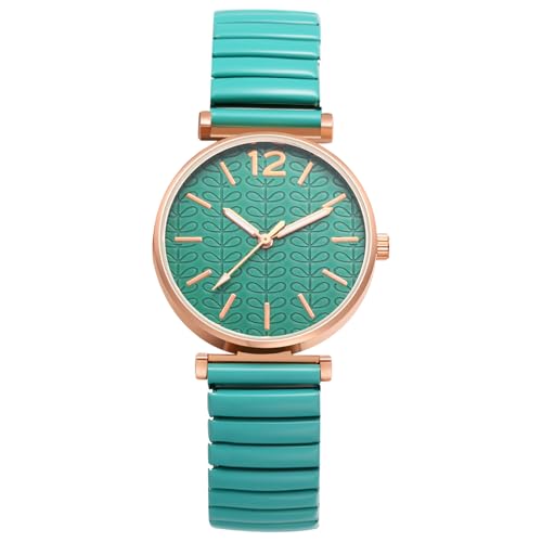 JewelryWe Damenuhr Uhren mit Elastischem Edelstahlarmband: Elegant Analog Quarz Armbanduhr Damen Grün Edelstahl Stretcharmband Modische Uhr mit Zugarmband und 3D Blattmuster Zifferblatt JewelryWe Damenuhr Uhren mit Elastischem Edelstahlarmband: Elegant Analog Quarz Armbanduhr Damen Grün Edelstahl Stretcharmband Modische Uhr mit Zugarmband und 3D Blattmuster Zifferblatt von JewelryWe