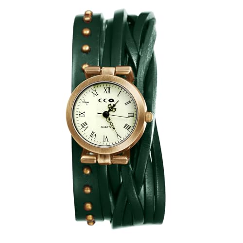 JewelryWe Damenuhr Wickelarmbanduhr Lederarmband Uhr: Vintage Analog Quarz Armbanduhr Damen Grün Echtleder Geflochten Armband Wickelarmband Halloween Punk Nieten Uhr mit Römischen Ziffern JewelryWe Damenuhr Wickelarmbanduhr Lederarmband Uhr: Vintage Analog Quarz Armbanduhr Damen Grün Echtleder Geflochten Armband Wickelarmband Halloween Punk Nieten Uhr mit Römischen Ziffern von JewelryWe