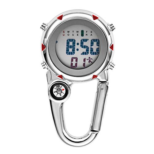 JewelryWe Digital Taschenuhr mit Karabiner Karabineruhr Pocket Fob Gürtelclip Uhr für Ärzte, Krankenschwestern von JewelryWe