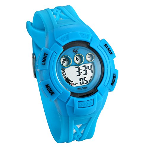 JewelryWe Digital Uhren für Kinder Junge Mädchen, 30m Wasserdicht Sportuhr Armbanduhr mit 12/24H Format/Wecker/Kalender/LED-Licht, elektronische gewebt Armband Uhr für Jugendliche, Schwarz von JewelryWe