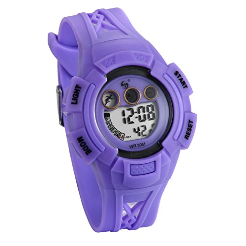 JewelryWe Digital Uhren für Kinder Junge Mädchen, 30m Wasserdicht Sportuhr Armbanduhr mit 12/24H Format/Wecker/Kalender/LED-Licht, elektronische gewebt Armband Uhr für Jugendliche, Schwarz von JewelryWe