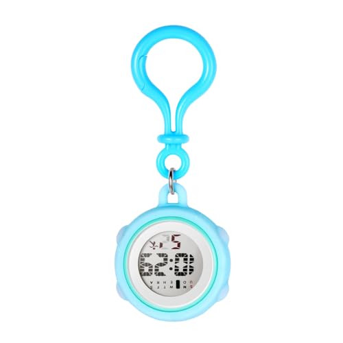 JewelryWe Digitaluhr Damen Karabiner Uhr: Blau Silikon Hülle Elektronische Digital Taschenuhr Karabineruhr Multifunktionale Krankenschwester Fob Uhr mit Datum Woche Kalender, Wecker, Stoppuhr von JewelryWe