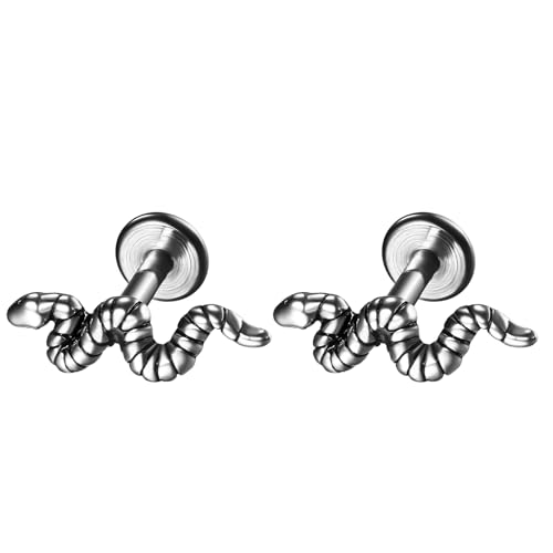 JewelryWe Helix Piercing Knorpel Ohrringe: Schlangen Chirurgenstahl Tragus Piercing Knorpel Ohrpiercing Schraube Ohrstecker Klein Barbell Conch Piercing Labret Ohr Schmuck Silber für Damen Mädchen von JewelryWe