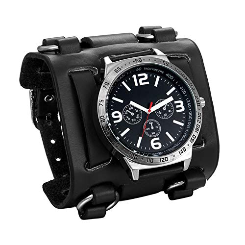 JewelryWe Herren Armbanduhr Analog Quarz 30M wasserdichte Sportuhr Uhren mit Schwarz Breit Leder Echtleder Armband Vatertagsgeschenk JewelryWe Herren Armbanduhr Analog Quarz 30M wasserdichte Sportuhr Uhren mit Schwarz Breit Leder Echtleder Armband Vatertagsgeschenk von JewelryWe
