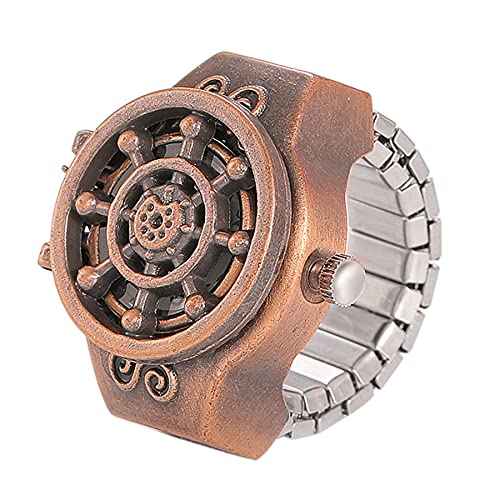 JewelryWe Herren Damen Ringuhr Fingeruhr Analog Quarz Uhr Elastisch Ruder Ring Band Edelstahl Uhr Uhrenring Rosegold von JewelryWe