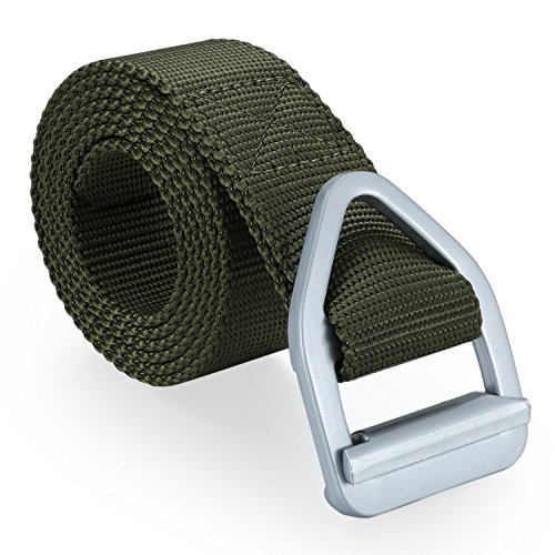 JewelryWe Herren Militär Taktische Gürtel Verdickte Nylon Atmungsaktiv Canvas Belt Stoffgürtel Outdoor Sportarten Hosengürtel Verstellbare Gurtband 130cm lang Grün von JewelryWe