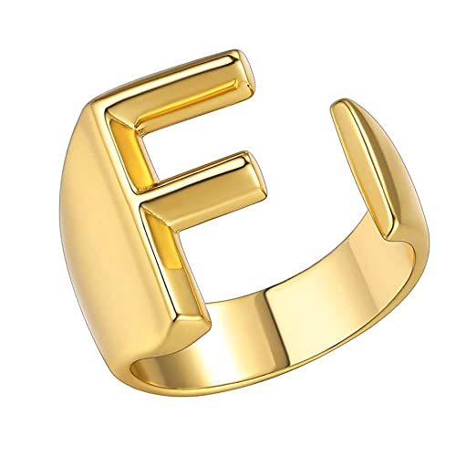 JewelryWe Herren-Ring Damen-Ring mit Gravur Buchstaben A-Z Kupfer Ring Alphabet Schmuck Gold von JewelryWe