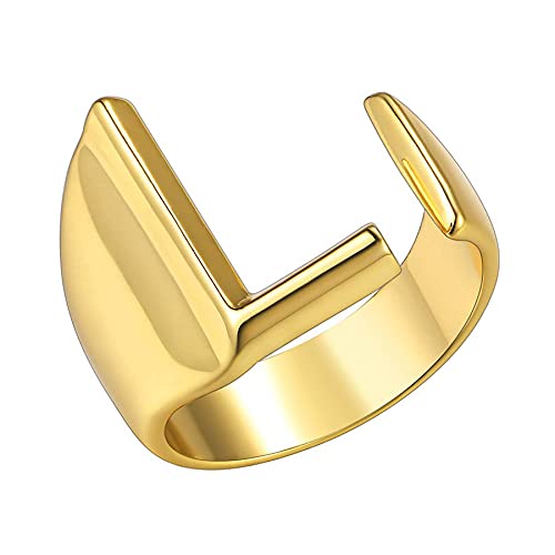 JewelryWe Herren-Damen-Ring mit Gravur Buchstaben A-Z Kupfer Alphabet Schmuck Gold von JewelryWe