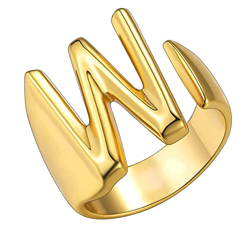 JewelryWe Herren-Damen-Ring mit Gravur Buchstaben A-Z Kupfer Alphabet Schmuck Gold von JewelryWe