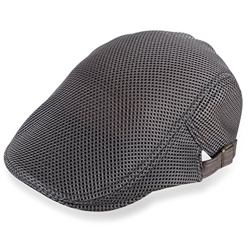 JewelryWe Herren Schirmmütze Flat Cap Cabbie Hat Sommerhut Gatsby Ivy Irish Hunting Stretch Newsboy Schiebermütze Grau von JewelryWe