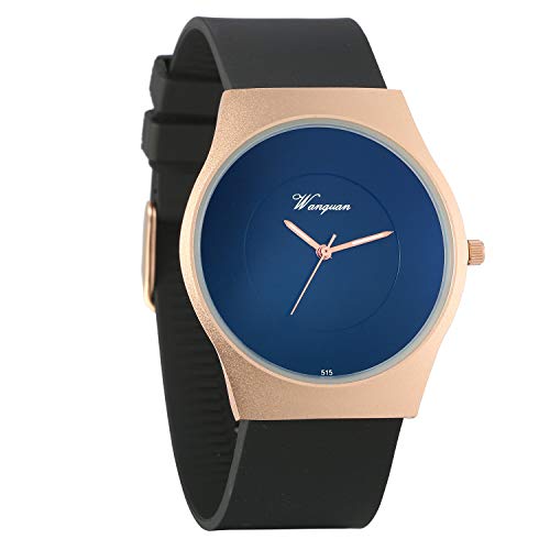 JewelryWe Herrenuhr Einfach Analog Quarz Armbanduhr 30M Wasserdicht schwarz Silikon Armband Uhren von JewelryWe