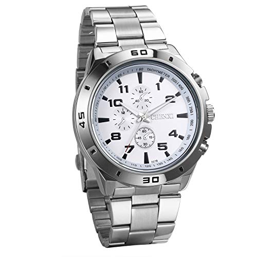 JewelryWe Herrenuhr Quarz Analog Armbanduhr 30m wasserdichte Business Casual Uhr mit Edelstahl Armband und Leuchtend Zeiger für Herren Männer Silber von JewelryWe