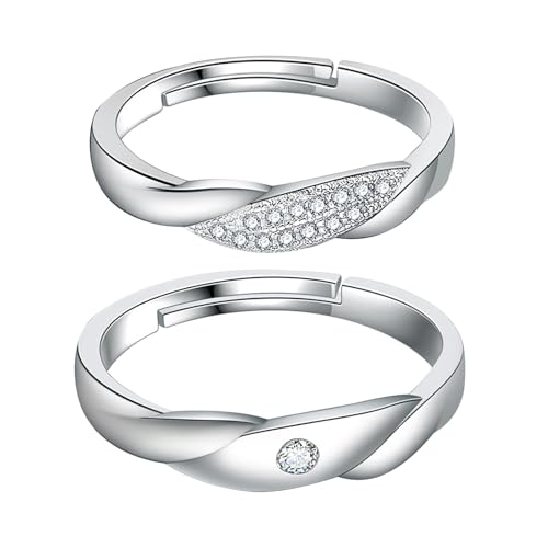 JewelryWe Infinity Paar Ringe Verlobungsringe: Edelstahl Zirkonia Unendlichkeit Offen Verstellbare Partnerringe Freundschaftsringe Eheringe Pärchen Eternity Hochzeit Band für Damen Herren Silber JewelryWe Infinity Paar Ringe Verlobungsringe: Edelstahl Zirkonia Unendlichkeit Offen Verstellbare Partnerringe Freundschaftsringe Eheringe Pärchen Eternity Hochzeit Band für Damen Herren Silber von JewelryWe